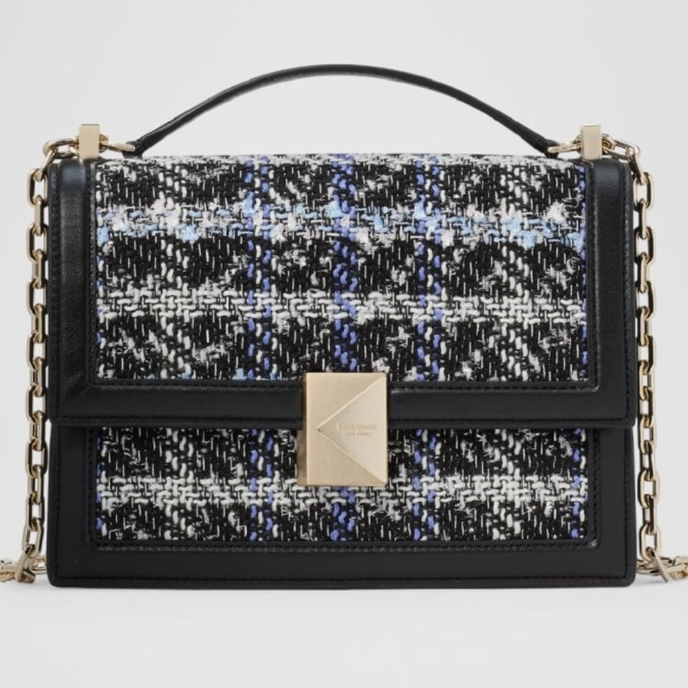 Kate Spade New York deco plaid tweed shoulder bag - NWT